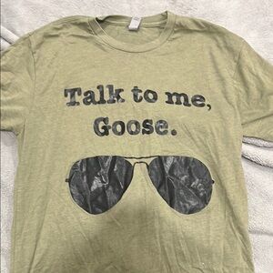 Graphic Tee with Sunglasses Print - Olive Green